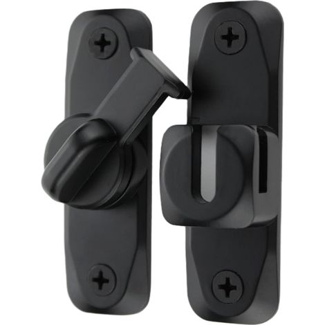 Loquet de porte à bascule noir, sécurité robustesse à 180 degrés pour portail et barrière, conception améliorée antirouille et renforcée (Loquet de porte à bascule 90-180) (1/5)