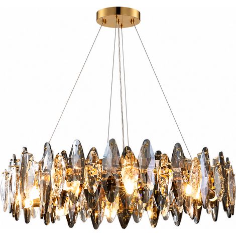 Suspension LED 25W en métal transparent 61 cm – LUSSOCRAFT, lumière homogène pour salon, chambre et bureau