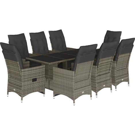 Maison Exclusive - Mesita y sillas jardín 9 piezas y cojines ratá (1/5)