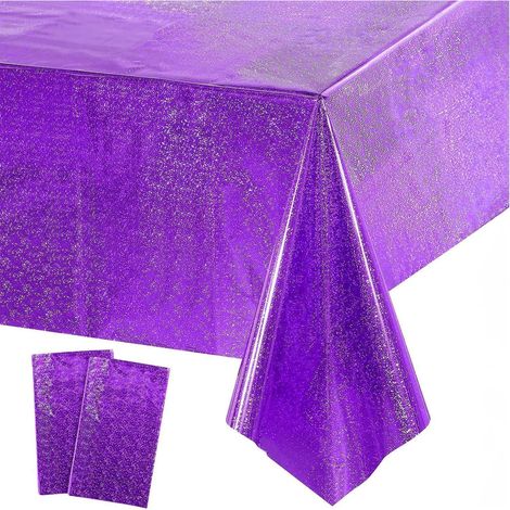 Nappe de fête violette à paillettes 2 pièces - Hydrofuge et jetable pour soirées à thème