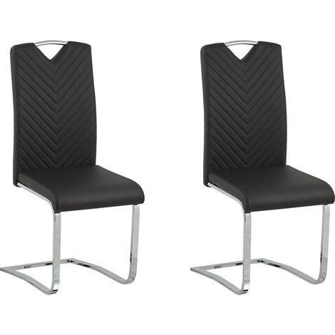 Set of 2 Dining Chairs PICKNES Faux Leather Black (1/5)