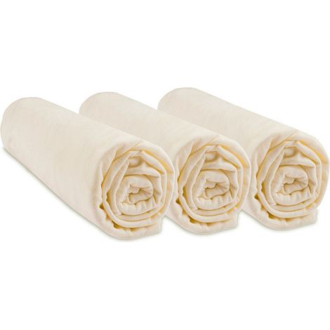 Lot de 3 Draps housse 100% Coton Bio - 60x120 cm - Écru (1/4)