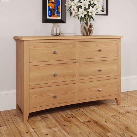 Commode 6 tiroirs 115x40x78 cm en chêne clair - ARTIK