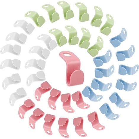 40 pinces à vêtements – Crochets gain de place pour suspension verticale – Organisateur de penderie en plastique ABS pour blazers, chemises et robes – 1,8 x 4,5 cm (1/5)