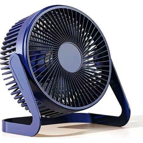Mini ventilateur de bureau USB, rotation à 360°, sans batterie, Inclinaison tête à 90°,pour bureau, maison, voyage, bleu foncé (1/5)