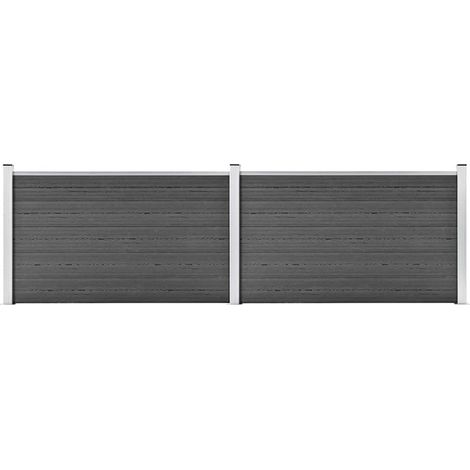 Ensemble de panneau de clôture WPC 353x105 cm Noir (1/5)