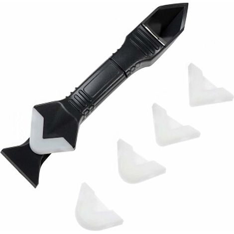 Outil de calfeutrage avec 5 tampons pour Les Murs de Verre d'angle Multifonction Angle de Mastic Anti-adhésif pour enlever Les résidus de grattoir, Lame de Colle de Verre (1/5)