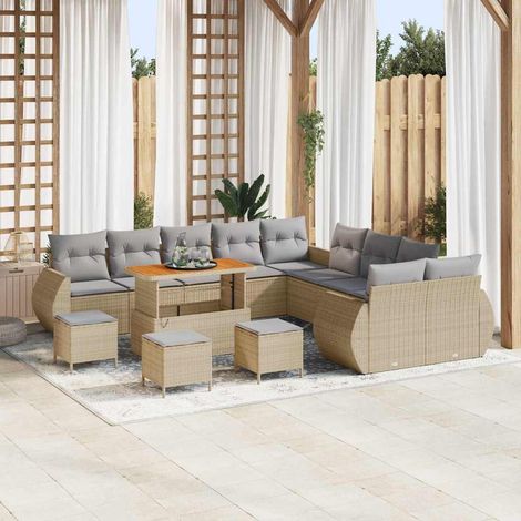 Gartensofa-set 14 pcs Beige Poly-Rattan
