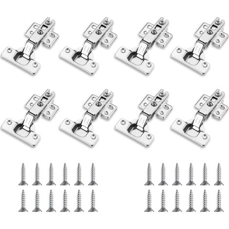 8Pcs Charnière Invisible Porte Placard Porte Cuisine Complètement Recouvrante Charnières Pliables 105° pour Porte Lourde, Inclut 24 Vis pour Salle de Bain, Chambre, Cuisine (1/5)
