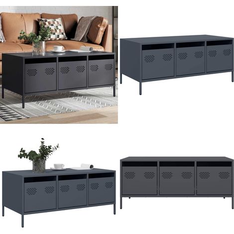 vidaXL Couchtisch Anthrazit 101,5x50x43,5 cm Kaltgewalzter Stahl (1/5)