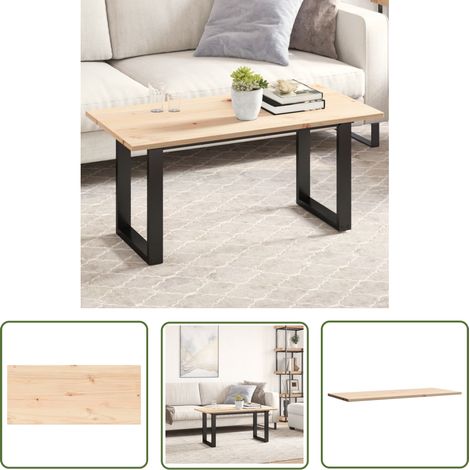 The Living Store Dessus de table 100x50x1,7 cm rectangulaire bois de pin massif - Dessus De Table - Plateau De Table - Bois De Pin - Design Rustique - Mobilier Intérieur (1/5)