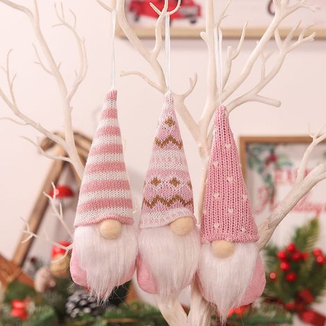 Poupée De Noël Tricotée - 5,9 Pouces - Sans Visage - Décoration Arbre De Noël - Lot De 3 (1/4)