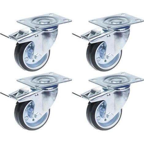 Rollen - ZHONGSHAN - 4er-Pack - Gummi - 80 mm - Tragfähigkeit 280 kg mit Bremse