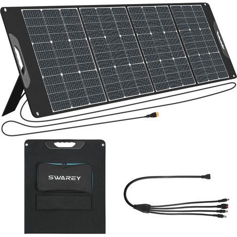 Foldable Solarpanel 200W SWAREY Solarmodul Solarladegerät für Tragbare Powerstation Camping Wohnmobil Caravan Gartenhäuse Reise Boot Laptop