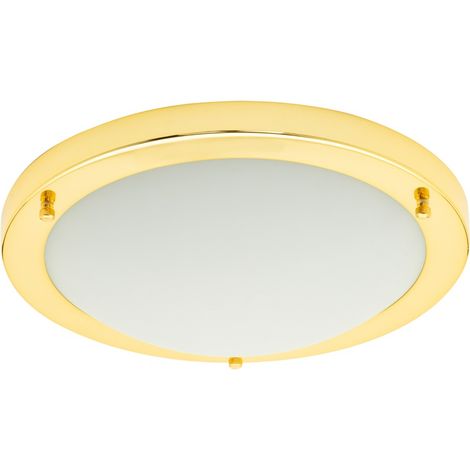 Litecraft Mari Ceiling Light Large Bathroom Flush 18W LED IP44 Fitting - Brass (1/5)