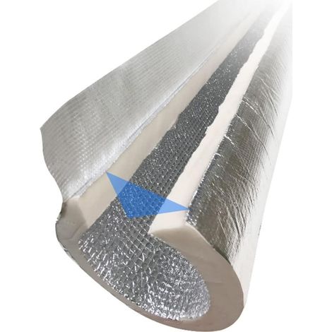 Schaumstoff-Rohrisolierung, selbstklebendes Aluminium-Isolierrohr für Warm- und Kaltwasserleitungen, 15 mm dick, 95 cm lang (1/5)