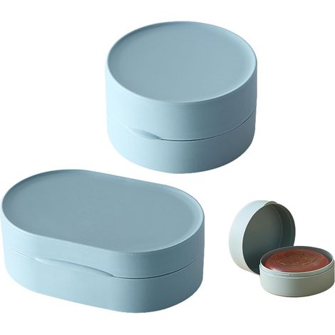 Boite a Savon, Lot de 2 Boite Savon Voyage Porte Savon Solide Portable avec Couvercle étanche en Plastique pour Salle de Bain Randonnée Douche École Gym (Bleu) (1/5)