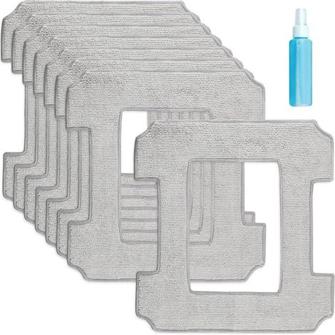Lot De 8 Accessoires Pour Robot Nettoyeur De Vitres Chiffons Microfibre Et Serpillière Avec Liquide Nettoyant