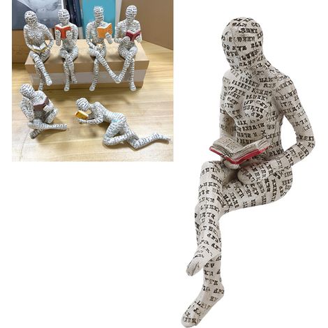 Figurine Femme en Résine Lisant - Décoration Bibliothèque Moderne pour Intérieur