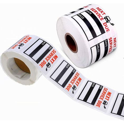 Autocollant Rappel Vidange - 300 Pièces - 5 x 5 cm - Vinyle Détachable Sans Résidu - Avec Lignes de Perforation - Champs Date et Kilométrage Imprimables - Noir (1/5)