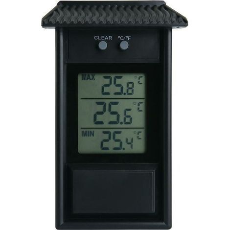 Thermomètre Électronique Extérieur Étanche avec Fonction Hygromètre et Mémoire de Température 13,2 x 8 x 3 cm Noir (1/5)