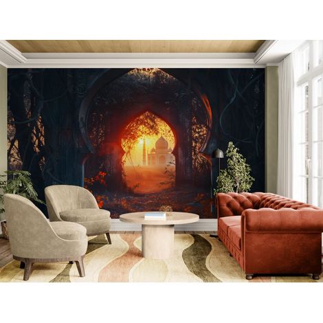 Papier peint Architecture – Arche sombre vue sur palais oriental - 150 x 250 cm (1/2)