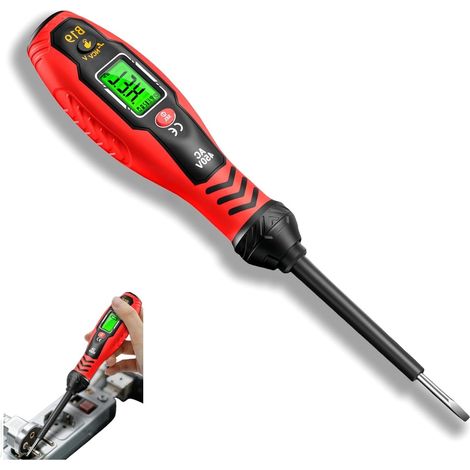 Ensemble stylo testeur de tension sans contact et tournevis à tête plate Détecteur de fils sous tension pour électricien, avec DEL/alarme, 2 en 1 électrique, tournevis à tête plate, outil de test (1/5)