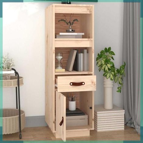 Buffet haut - 820152 - Bois de pin massif non traité - 34 x 40 x 108,5 cm - Meuble de rangement (1/5)