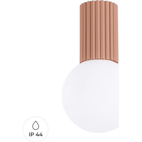 Moderno faretto da soffitto color moka con corpo scanalato e sfera in vetro bianco per bagno o corridoio 1xG9 8W IP44 HALO Sollux Lighting (1/5)