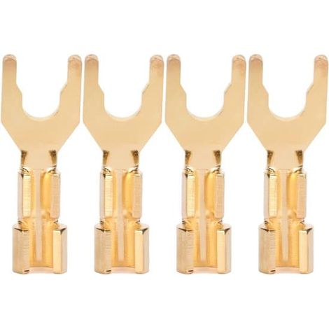 Connecteurs de câble d'enceinte en Y (lot de 4) - Filetage de 5 mm, cuivre pur plaqué or pour amplificateurs et son surround