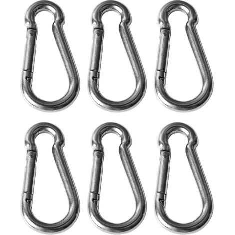 6 Pcs Mousqueton Acier Inoxydable 304 Crochet à Ressort pour Sac à Dos Porte-clés Chaîne Corde Sangle (1/5)