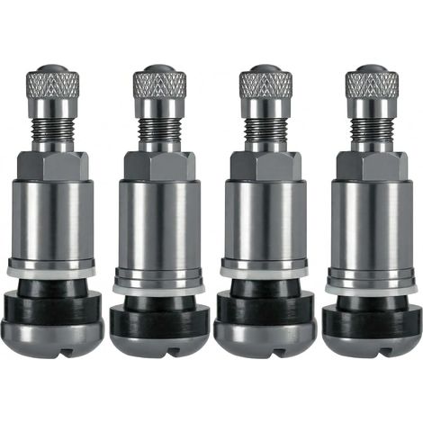 Valve Pneu Voiture, Valve Tubeless 11.3 mm avec , Tige Valve Métal avec Capuchon, Valves Universelles pour Jantes Aluminium Voiture Moto Camion, , 4 Pièces (1/5)