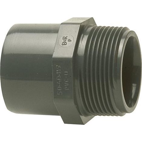 PVC-U - Raccord adhesif manchon raccord de reduction 63/50 mm x 1 1/2" filet male