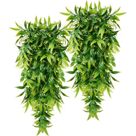 2 Feuille de bambou décorative de 79 cm, plante en rotin suspendue, plante artificielle artificielle pour mur, fausse fleur vert pour la maison (1/5)