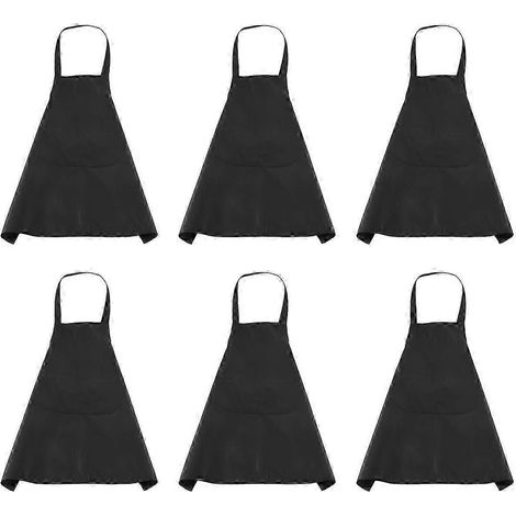 tabliers de cuisine noirs avec 2 poches lot de 6 pour pâtisserie (1/4)