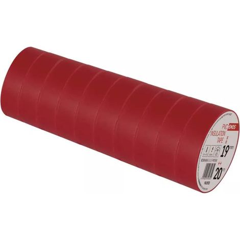 Nastro isolante in PVC, 20 m, 19 mm / 0,13 mm, rosso, 10 pezzi (1/2)