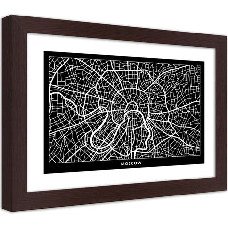 Quadro con cornice, Carta della città di Mosca - 90x60 (1/5)