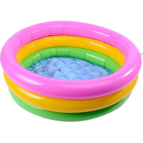 Piscine à jouets, baignoire gonflable pliable arc-en-ciel à trois anneaux pour bébé, maison de jeu étanche, table de sable, jouets de pêche, baignoire de douche pour enfants en bas âge (60 cm)