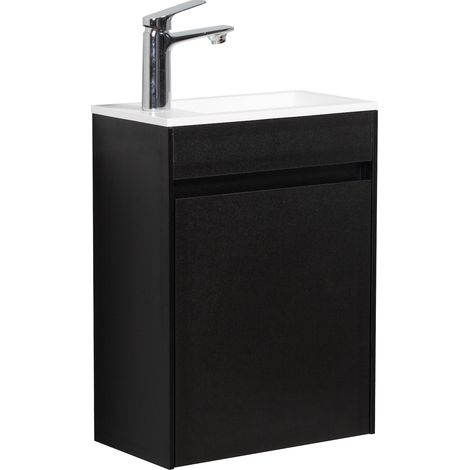 WC Badmöbel Sinta 40x22 cm Schwarz - Schrank Waschbecken Badezim (1/5)