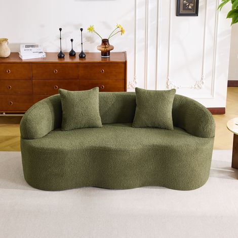 Canapé d'angle incurvé 170 x 89 x 70 cm, accoudoirs ronds, avec 2 coussins,livré monté, vert (1/5)