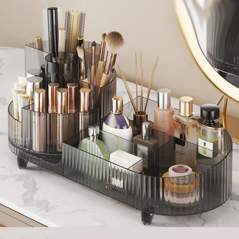 Kosmetik-Organizer, drehbare Aufbewahrungsröhre für Make-up-Pinsel, Schmuckfach und Lippenstifte (1/2)