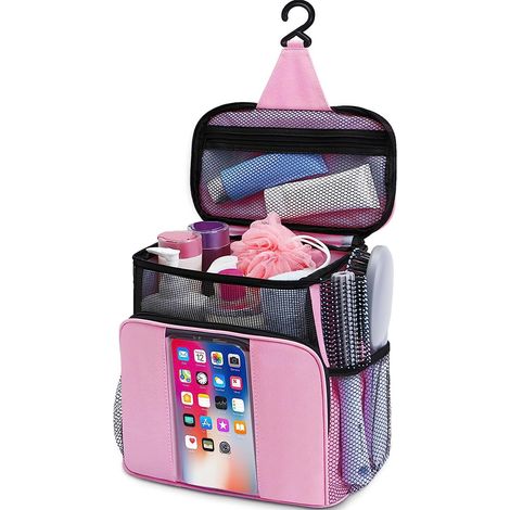 trousse de toilette portable-sac de rangement suspendu pour articles de toilette-rose (1/5)