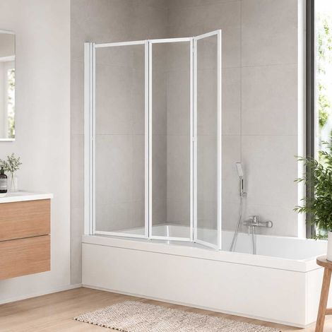 PARETE VASCA 'GIGLIO' CRISTALLO Sp.3 mm PROFILO BIANCO 2 ante 91 H.140 Ch. 1 lato
