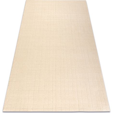 Tappeto in lana TEXTURA 488.02.LA100 OSTA - Linee, geometrica strutturale crema beige 67x130 cm