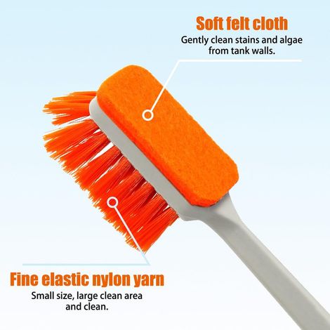Brosse de Nettoyage pour Aquarium Grattoir à Algues Double Face avec Manche Long pour Petit Réservoir de Poisson et Nettoyage du Décor