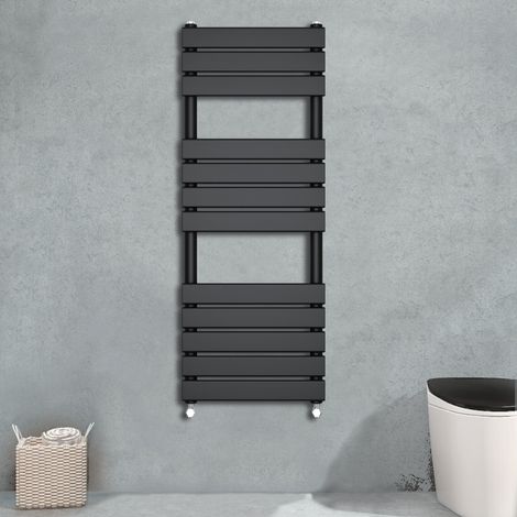 WarmeHaus Flat Panel Anthracite Bathroom Heated Towel Rail Ladder Radiator Warmer 1200x450mm