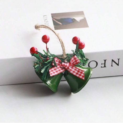 Décoration de Noël : double clochette pour fenêtre, pendentif sapin de Noël, accessoires faits main, pendentif clochette en métal (1/5)