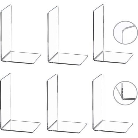 Lot de 3 Paires de Serre Livres en Plastique Acrylique - Décoration pour Chambre à Coucher, bibliothèque, Bureau, Fournitures Scolai (1/5)