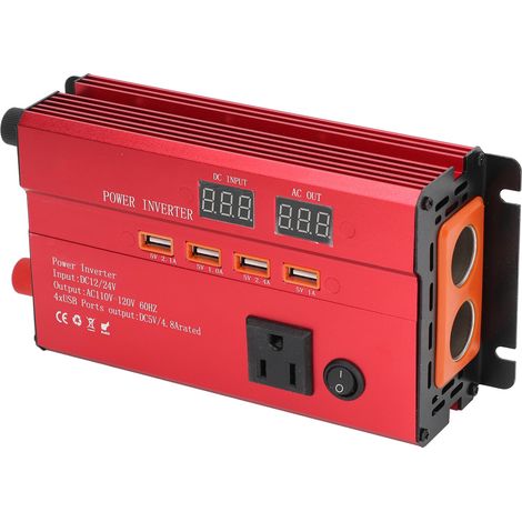 Convertisseur Onduleur Sinus Pur 600W 12V/24V vers 110V Prise US avec Écran LED (1/5)