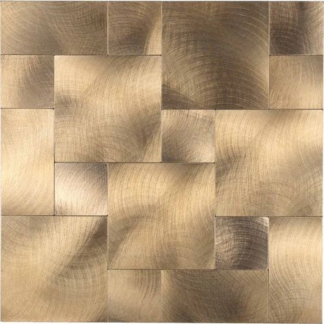 Lot de 4 crédences adhésives murales 3D - Effet tressé Cuivre 25x25 cm (1/5)